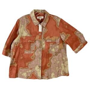 NWT PORRIDGE Anthropologie Jacket Shacket M Brown Corduroy Watercolor/Tie-Dye